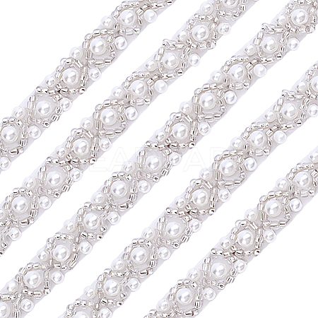 Grenadine & Plastic Pearl Ribbon OCOR-WH0105-170A-1