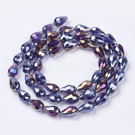 Electroplate Glass Beads Strands EGLA-D015-15x10mm-07-1