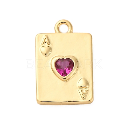 Brass Micro Pave Cubic Zirconia Charms KK-F895-15G-1