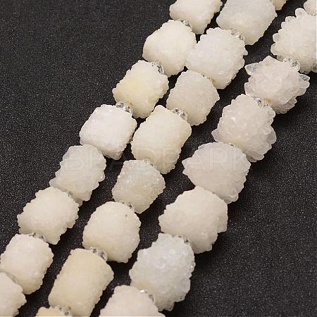 Electroplate Natural Druzy Crystal Bead Strands G-F304-03XL-A-1