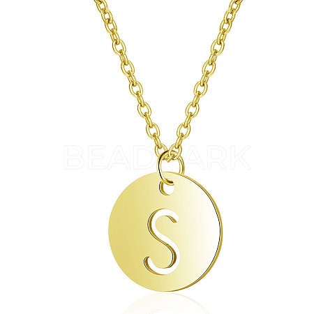 201 Stainless Steel Initial Pendants Necklaces NJEW-S069-TN508-S-1