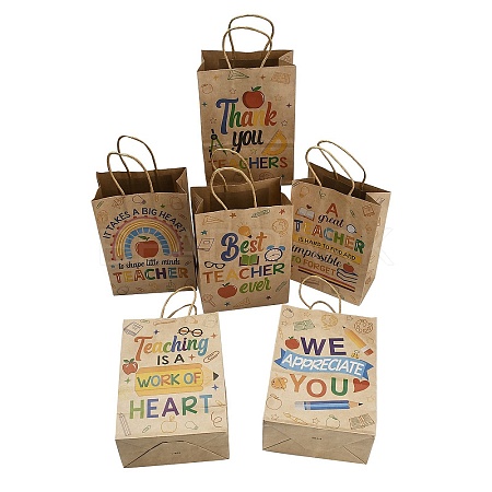 Teachers' Day Printed Kraft Paper Gift Tote Bags ABAG-K005-02-1
