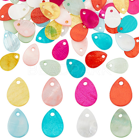 80Pcs 8 Styles Freshwater Shell Dyed Teardrop Charms FIND-PH0018-28-1