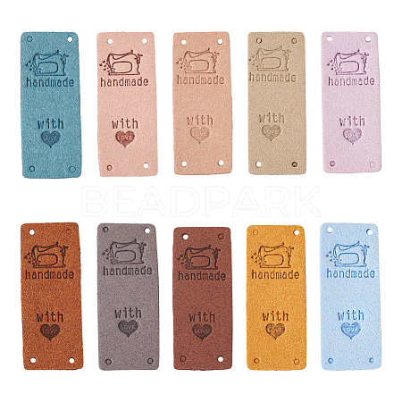 Biyun 60Pcs 10 Colors Microfiber Leather Labels DIY-BY0001-14-1