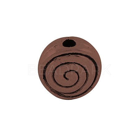 Tibetan Style Alloy Flat Round Carved Vortex Beads TIBEB-5437-R-FF-1
