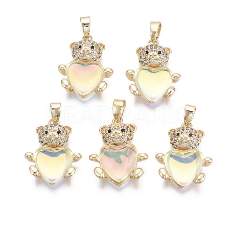 Brass Cubic Zirconia Pendants KK-R134-082-NF-1