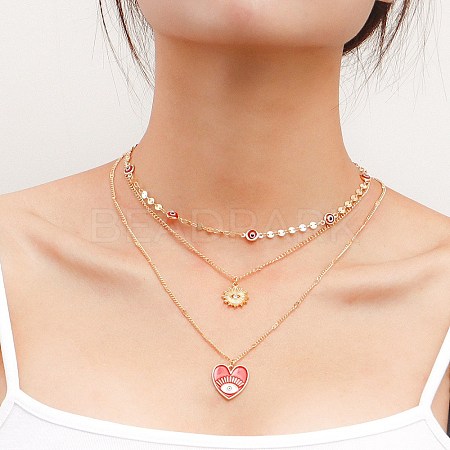 Alloy Rhinestone 3 Layer Necklaces WGF0AED-04-1