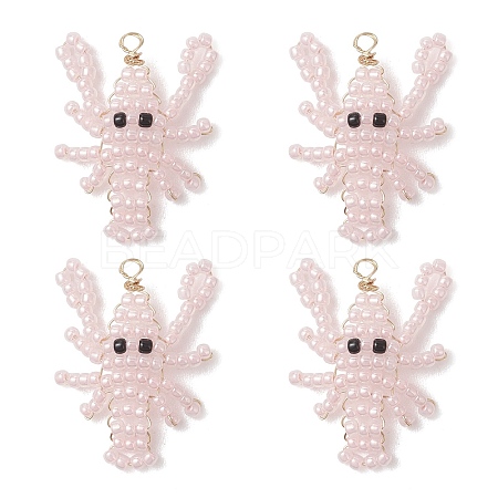 Glass Seed Beaded Pendants PALLOY-MZ01254-02-1