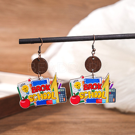 Teachers' Day Printed Wooden Dangle Earrings for Teachers FS-WG20E88-08-1