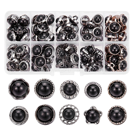  100Pcs 10 Styles 1-Hole Resin Imitation Pearl Shank Buttons FIND-NB0003-93-1