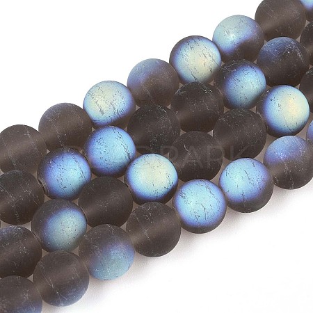 Frosted Transparent Glass Beads Strands GLAA-T032-T10mm-MBB02-1