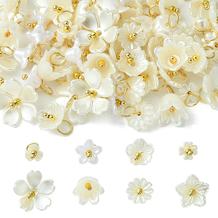 80Pcs 8 Styles ABS Plastic Imitation Pearl Pendants KY-CJ0001-95-1