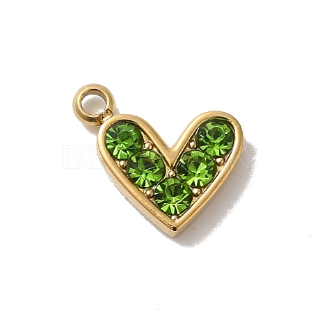 Golden Tone 304 Stainless Steel Rhinestone Charms STAS-L025-005G-05-1