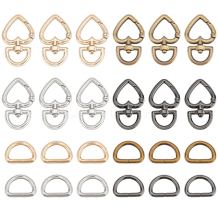 24Pcs 8 Styles Iron D Ring DIY-PH0028-85-1