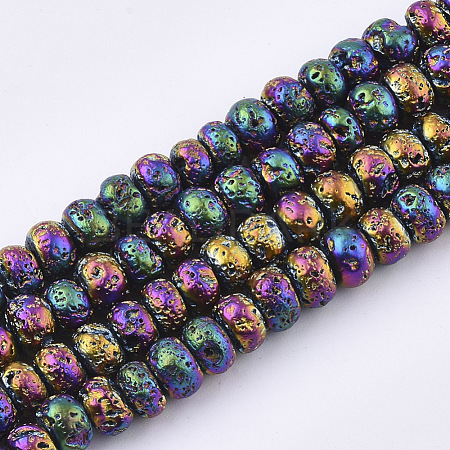 Electroplated Natural Lava Rock Beads Strands G-T126-06A-1