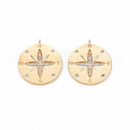 Brass Micro Pave Clear Cubic Zirconia Pendants KK-S356-703-1