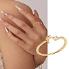 1Pc Letter Brass Rhinestone Open Cuff Rings for Women AJEW-LP0004-47F-G-1