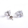Square Cubic Zirconia Stud Earrings X-EJEW-H306-09P-5mm-1