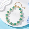 Natural Green Aventurine & Brass Beaded Bracelets for Women BJEW-JB12942-01-2