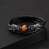 Black PU Leather Cord Braided Bracelets PW-WG503E5-03-1