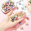 20Pcs 2 Styles Resin Beads with Brass Rhinestone Rondelle KK-YW0004-31-5