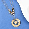 304 Stainless Steel Sun and Round Natural Crazy Agate Pendant Double Layer for Women NJEW-K252-13G-1