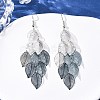 430 Stainless Steel Leaf Dangle Earrings EJEW-A137-08P-03-1