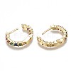 Brass Micro Pave Cubic Zirconia(Random Mixed Color) Hoop Earrings EJEW-S201-58-2