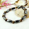 Round Natural Tiger Eye Stretch Bracelets BJEW-G072-14-1