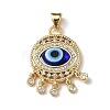 Lampwork Evil Eye Pendants with Colorful Cubic Zirconia ZIRC-L102-14G-03-2