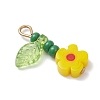 6Pcs 304 Stainless Steel Glass Beaded Flower Pendants PALLOY-MZ01117-4