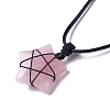 Adjustable Natural Rose Quartz Star Pendant Necklace NJEW-B086-03J-3