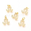 Brass Micro Pave Clear Cubic Zirconia Charms ZIRC-O036-30G-H-1