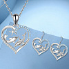 Heart with Dolphin Alloy Rhinestone Pendant Necklaces & Dangle Earrings Sets for Women FS-WGEAD9B-01-1