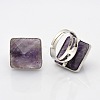 Adjustable Natural & Synthetic Mixed Stone Rings RJEW-N015-02P-2