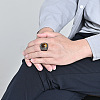 304 Stainless Steel with Natural Tiger Eye Finger Rings for Men FS-WG44E14-11-2