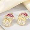 Christmas Rack Plating Brass Cubic Zirconia Stud Earrings EJEW-K245-55B-G-1
