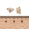 Brass Micro Pave Clear Cubic Zirconia 2-Loop Flower Spacer Bars KK-C258-08LG-3