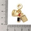 Rack Plating Brass Micro Pave Clear Cubic Zirconia Enamel European Dangle Charms KK-P279-45G-3