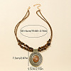 Oval Alloy Pendant Natural Tiger Eye Chip Beaded Double Layer Necklaces for Women FS-WGEC68A-02-1
