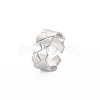 304 Stainless Steel Grooved Open Cuff Ring for Women RJEW-S405-241P-3