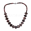 Natural Rhodonite Round & Cone Beaded Necklaces NJEW-N064-03E-1
