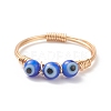 Lampwork Evil Eye Braided Bead Finger Ring RJEW-JR00524-4