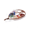 7 Chakra Teardrop Natural Mixed Stone Copper Wire Wrapped Chip Big Pendants G-E195-11R-02-3