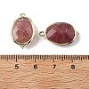 Natural Strawberry Quartz Faceted Oval Connector Charms G-H323-02G-01-3