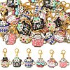 24Pcs 6 Styles Printed Alloy Enamel Pendant Decorations HJEW-YW00247-1