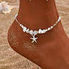 Natural White Jade Chips & Glass Beads Anklets WGE754A-02-2