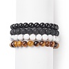 4Pcs 4 Style Synthetic & Natural Mixed Gemstone Round Beaded Stretch Bracelets Set for Men Women BJEW-JB08872-1
