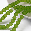 Baking Paint Lime Green Frosted Round Transparent Glass Bead Strands X-GLAA-S031-6mm-34-1
