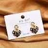 Brass Enamel Stud Earrings EJEW-P301-03G-2